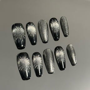 Black Firework Press On Nail